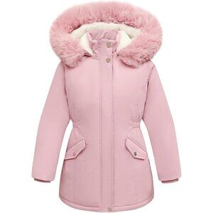 Girl's Pink02 Waterproof Long Coat Warm Winter Parka Puffer Jacket with Hood